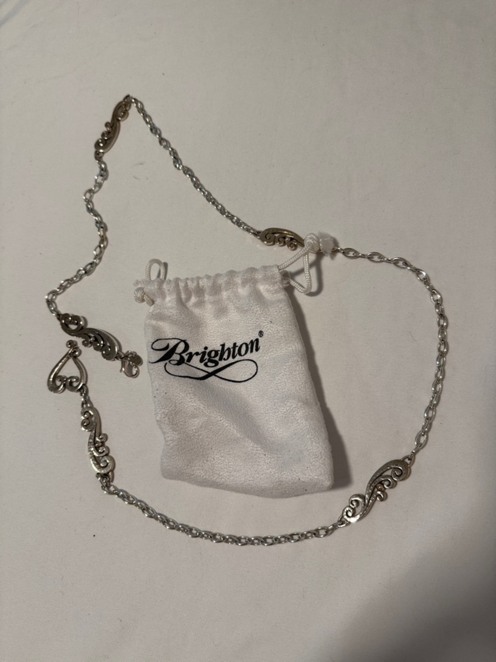 Brighton Silver Tone Scroll-Link Long Necklace/Belt